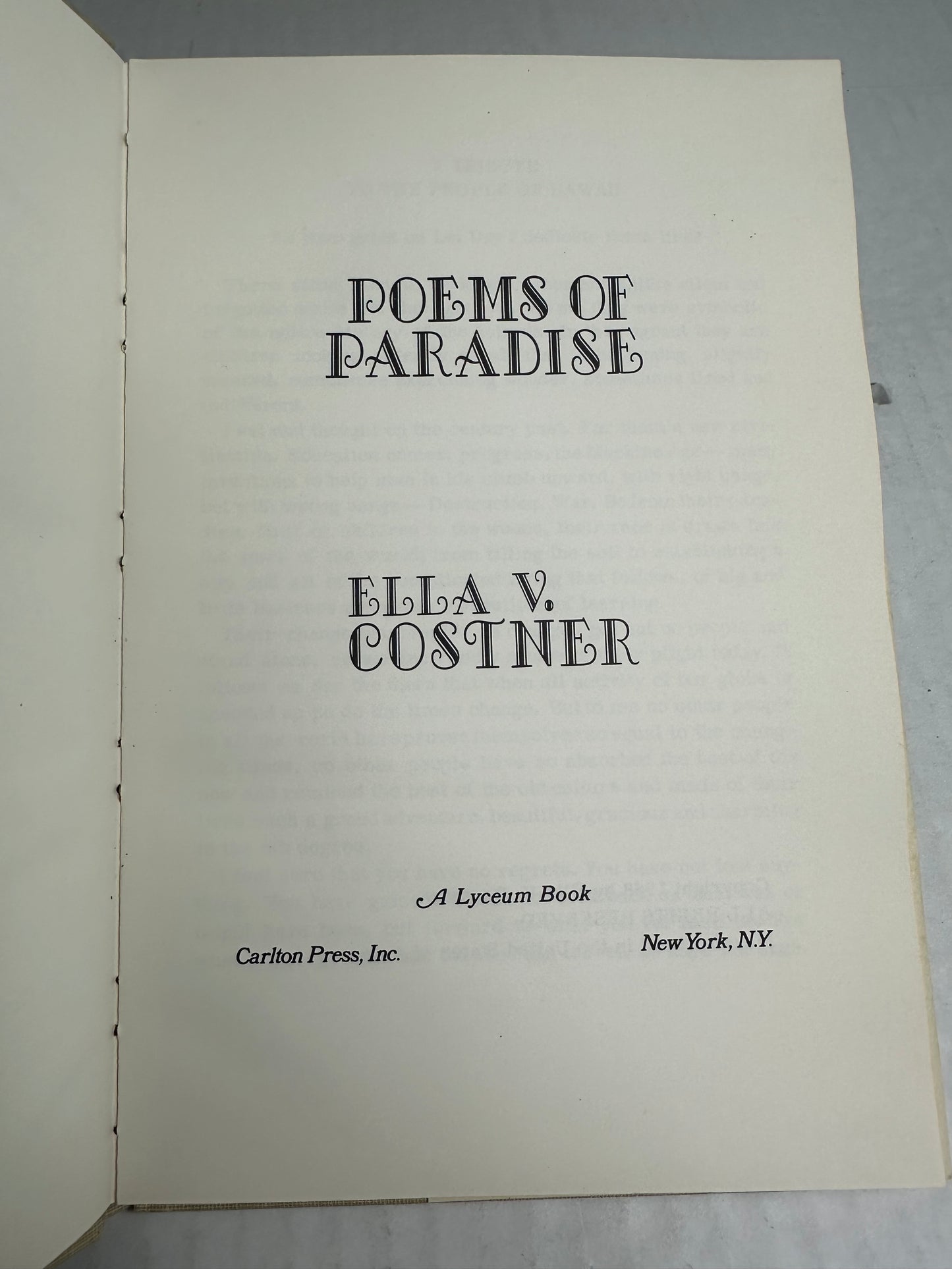Poems of Paradise Ella V Costner 1968