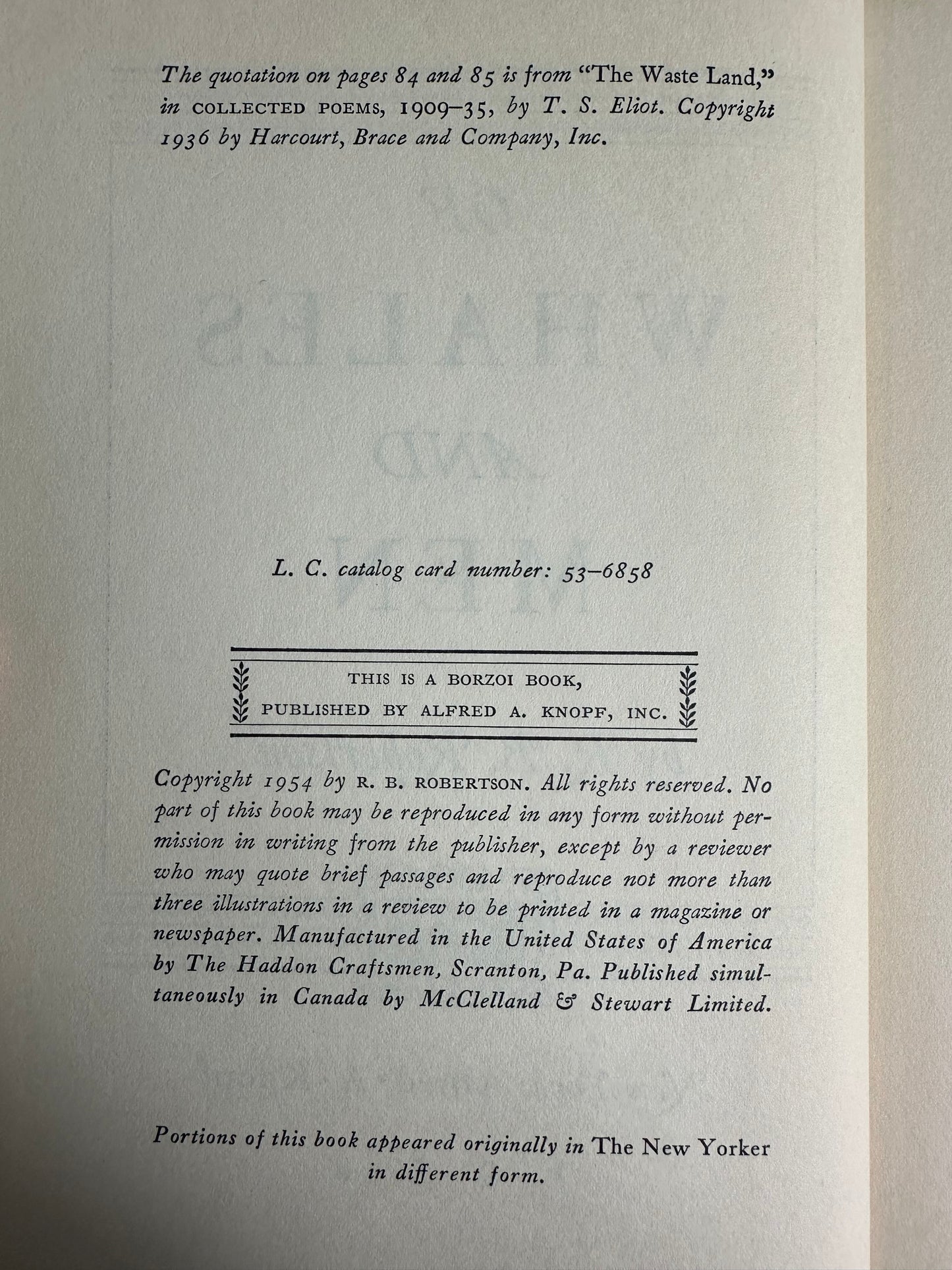 Of Whales and Men R. B. Robertson 1954