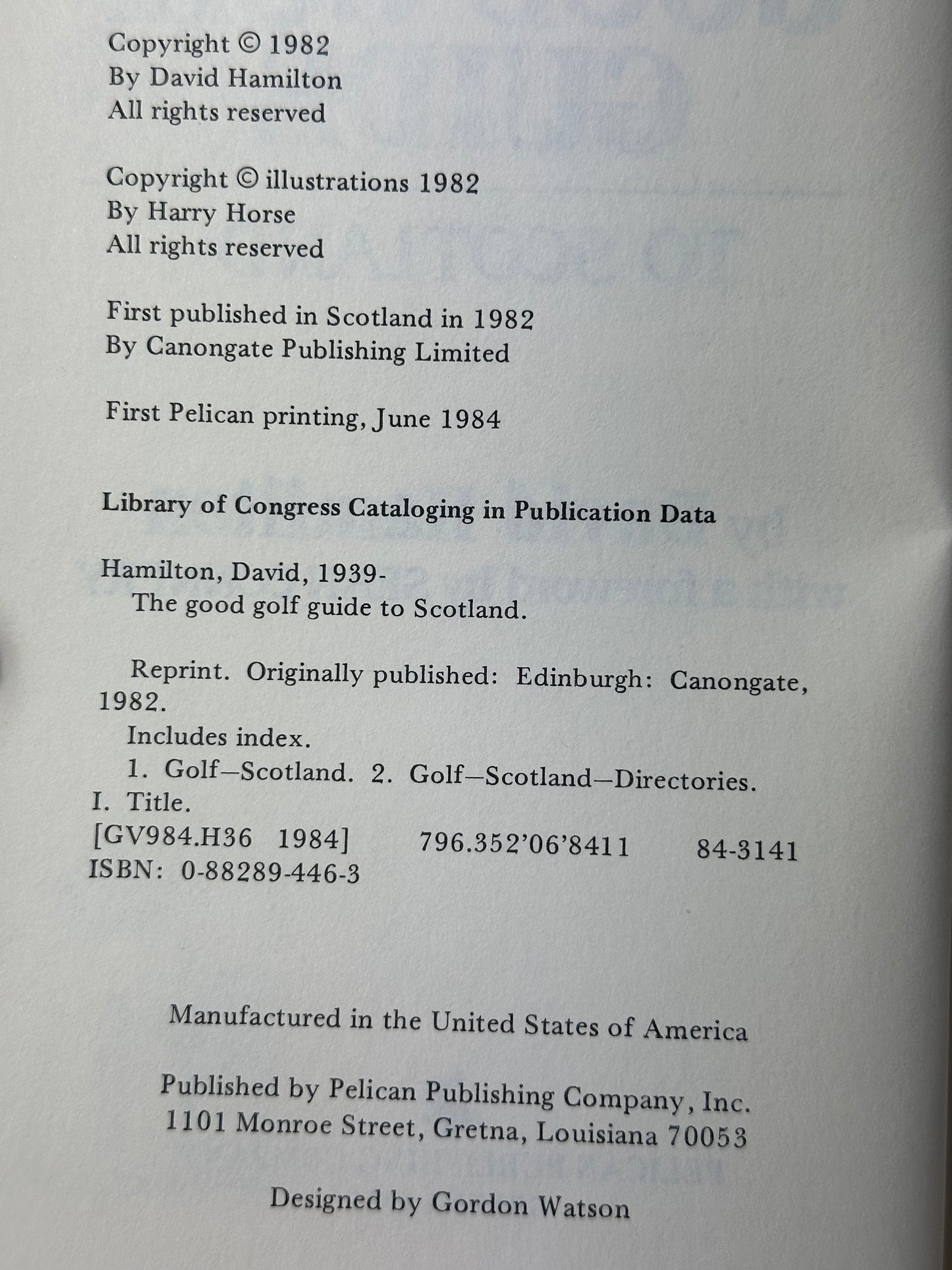 Good Golf Guide by David Hamilton 1982