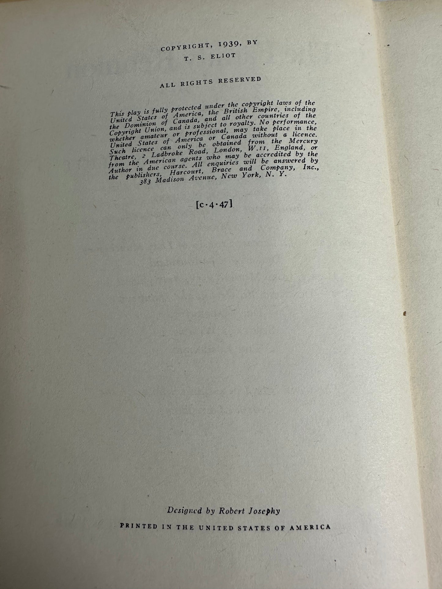 The Family Reunion T. S. Eliot 1939