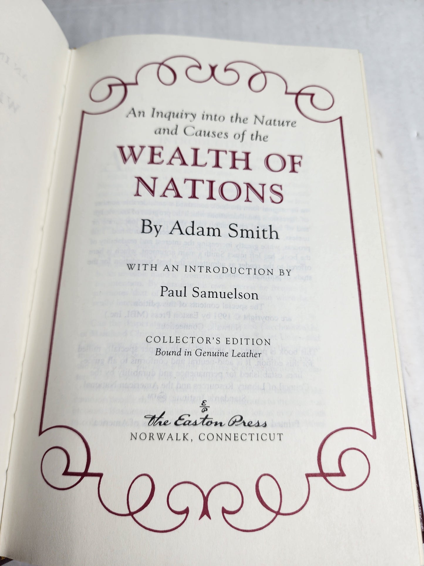 The Wealth of Nations by Adam Smith- Easton Press
