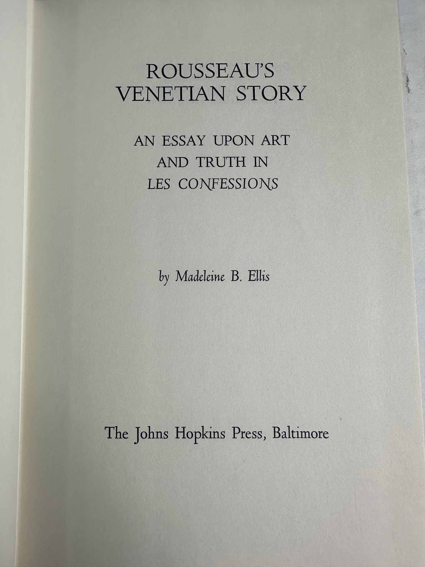 Rousseau’s Venetian Story 1966 Madelaine Ellis